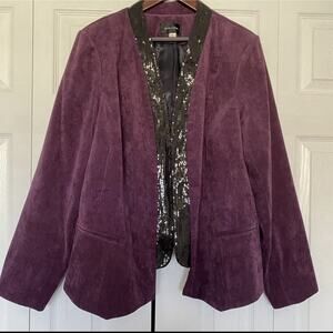 womens Mark Zunino purple black blazer jacket size XL